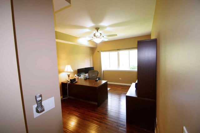 1437 Sage Dr, Bolingbrook, IL 60490 - office area featuring ceiling fan and dark wood-style flooring