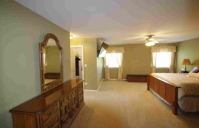 1437 Sage Dr, Bolingbrook, IL 60490 - bedroom with multiple windows, a spacious closet, ceiling fan, and light colored carpet