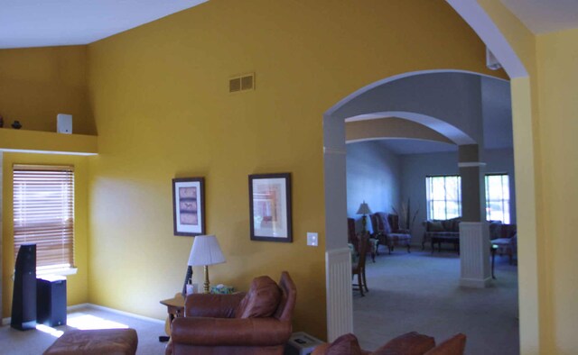 1437 Sage Dr, Bolingbrook, IL 60490 - carpeted living area featuring arched walkways