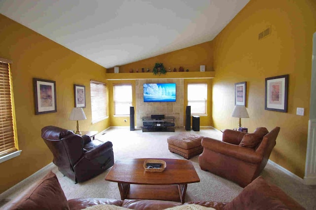 1437 Sage Dr, Bolingbrook, IL 60490 - living room with vaulted ceiling and light colored carpet