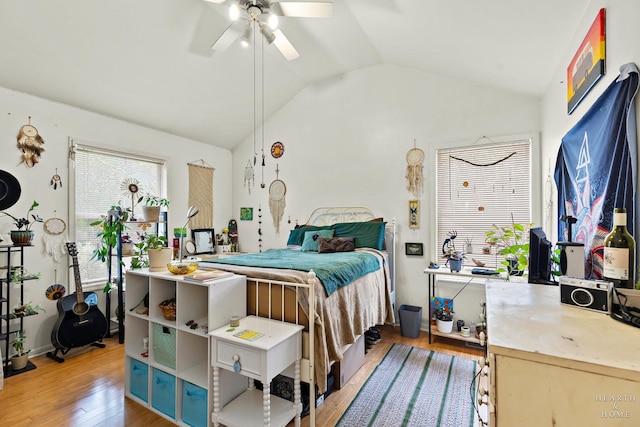 4091/2 Concord Ave, Fox River Grove, IL 60021 - bedroom featuring vaulted ceiling, light wood-type flooring, and ceiling fan
