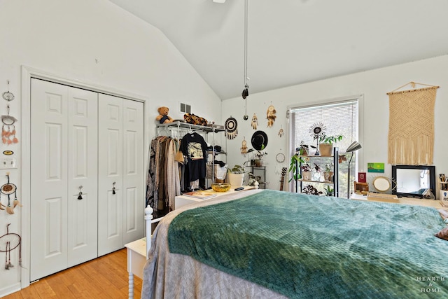 4091/2 Concord Ave, Fox River Grove, IL 60021 - bedroom featuring vaulted ceiling and wood finished floors
