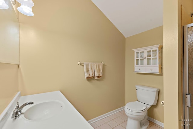 4091/2 Concord Ave, Fox River Grove, IL 60021 - bathroom with tile patterned floors and lofted ceiling