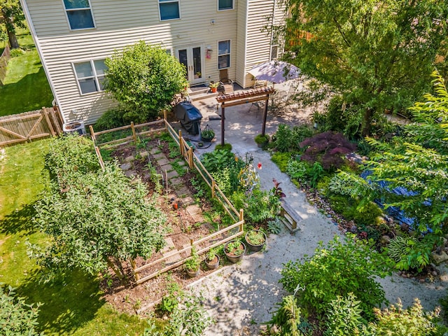 4091/2 Concord Ave, Fox River Grove, IL 60021 - view of yard with a vegetable garden, french doors, and a patio