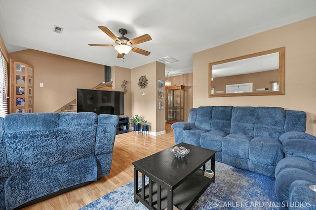 14 E Madison St, Villa Park, IL 60181 - living area with wood finished floors, ceiling fan, and stairway