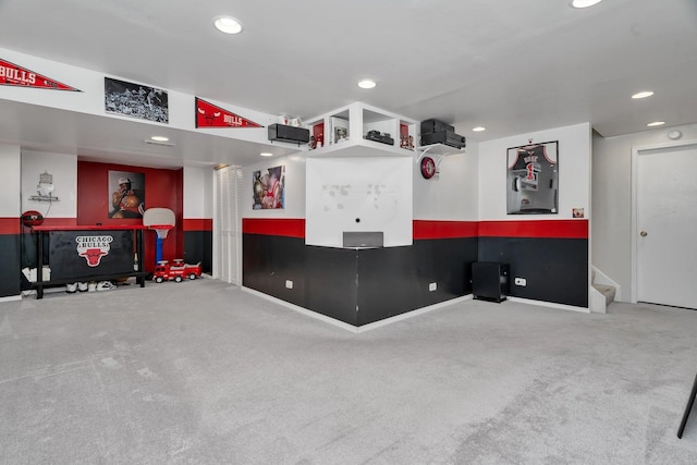 4218 Glenlo Dr, Plainfield, IL 60586 - miscellaneous room featuring carpet, recessed lighting, and stairway