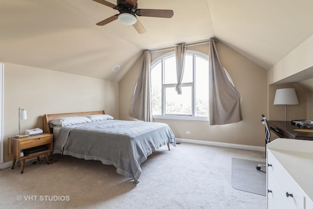 1867 Admiral Ct, Glenview, IL 60026 - bedroom with vaulted ceiling, light colored carpet, and a ceiling fan