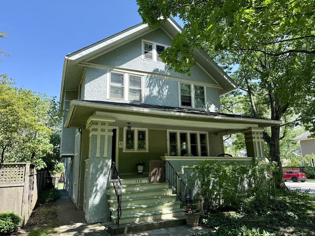 500 Fair Oaks Ave, Oak Park, IL 60302 - view of front of home featuring covered porch and stucco siding
