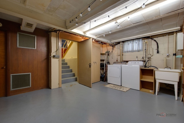 80 N Lake Ave, Third Lake, IL 60030 - below grade area featuring washer and dryer and stairway