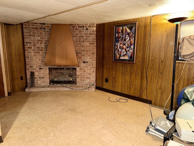 826 S E Ave, Oak Park, IL 60304 - unfurnished living room featuring wood walls and tile patterned floors