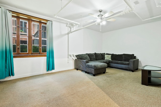 1360 E Madison Park Unit B, Chicago, IL 60615 - carpeted living room with baseboards and ceiling fan