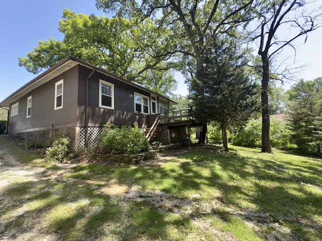 12314 S 88th Ave, Palos Park, IL 60464 - view of green lawn featuring stairs and a wooden deck