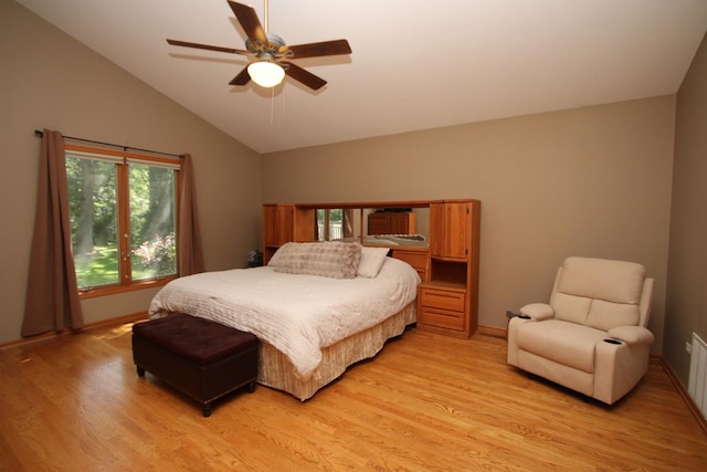 135 Miller Rd, Lake Zurich, IL 60047 - bedroom with lofted ceiling, light wood-style flooring, and a ceiling fan