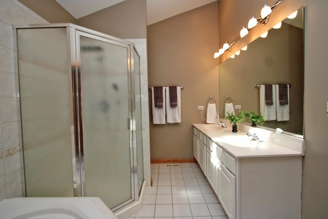 135 Miller Rd, Lake Zurich, IL 60047 - full bath with tile patterned floors, a stall shower, and double vanity