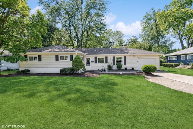 1902 N Washington St, Wheaton, IL 60187 - ranch-style home featuring driveway, a garage, a front lawn, and a chimney