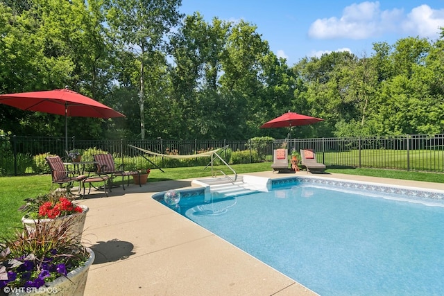 10305 Ridge Ln, Huntley, IL 60142 - view of swimming pool with a fenced backyard and a patio