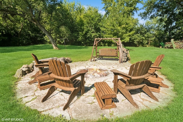 10305 Ridge Ln, Huntley, IL 60142 - view of patio featuring an outdoor fire pit