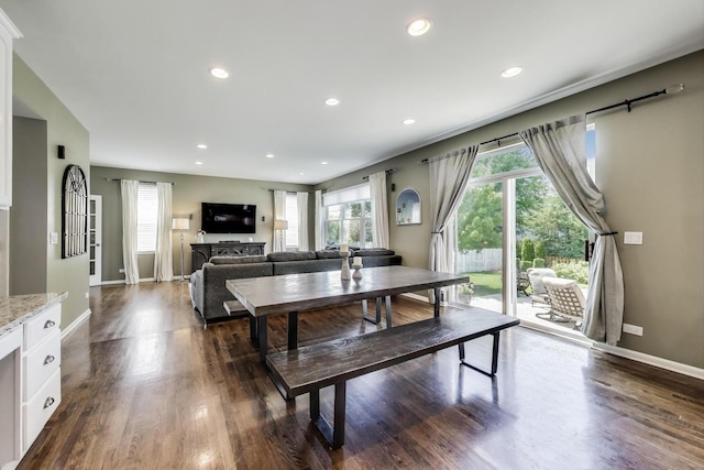 2301 Bluewater Dr, Wauconda, IL 60084 - dining room with dark wood-style floors and recessed lighting