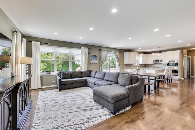 2301 Bluewater Dr, Wauconda, IL 60084 - living area featuring recessed lighting and wood finished floors
