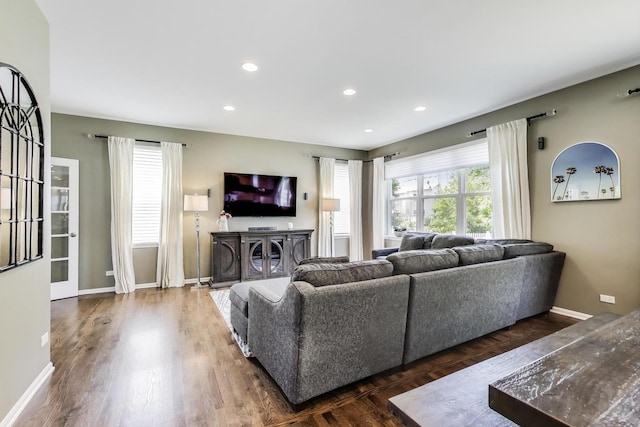 2301 Bluewater Dr, Wauconda, IL 60084 - living room with wood finished floors and recessed lighting