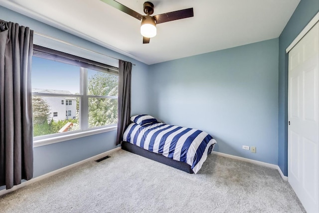 2301 Bluewater Dr, Wauconda, IL 60084 - bedroom featuring carpet, a ceiling fan, and a closet