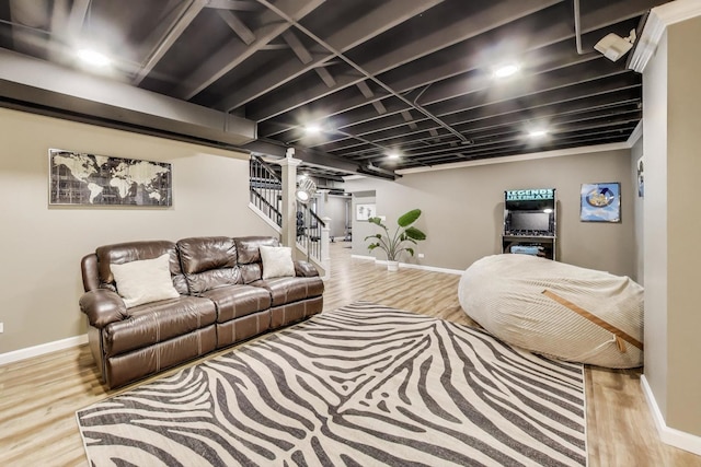 2301 Bluewater Dr, Wauconda, IL 60084 - living room featuring wood finished floors and stairs