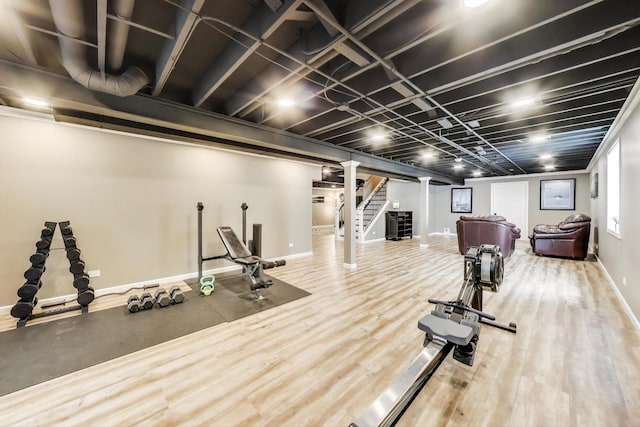 2301 Bluewater Dr, Wauconda, IL 60084 - exercise area with wood finished floors and baseboards