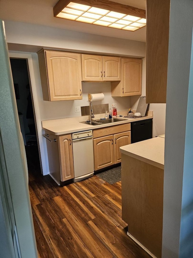740 Saint Andrews Ln Unit 37, Crystal Lake, IL 60014 - kitchen featuring dark wood-style flooring, light countertops, and light brown cabinetry