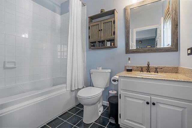 3251 N Racine Ave Unit 3, Chicago, IL 60657 - bathroom featuring vanity, shower / tub combo with curtain, and tile patterned flooring