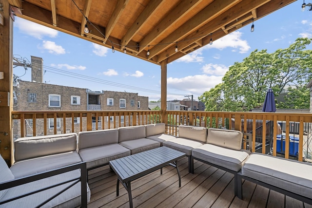 3251 N Racine Ave Unit 3, Chicago, IL 60657 - wooden deck with outdoor lounge area