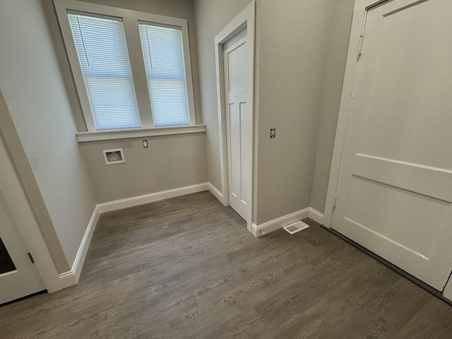 207 W Graham St, Bloomington, IL 61701 - interior space featuring dark wood-style floors and hookup for a washing machine