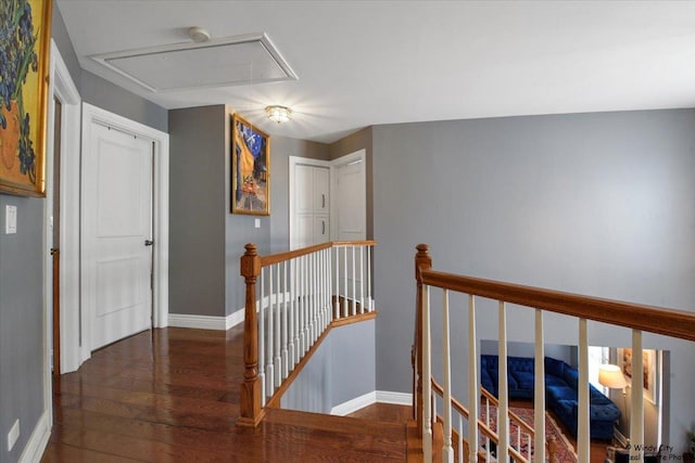 1505 Della Dr, Hoffman Estates, IL 60169 - hall featuring attic access, an upstairs landing, and wood finished floors
