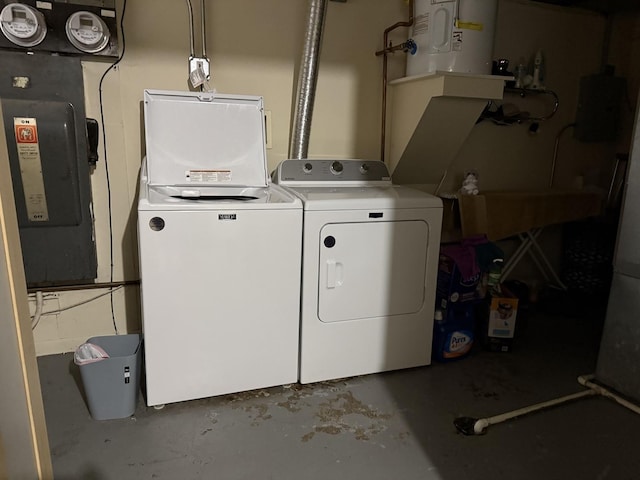 9513 Kelvin Ln Unit 2111, Schiller Park, IL 60176 - laundry room with washing machine and clothes dryer, electric water heater, and electric panel