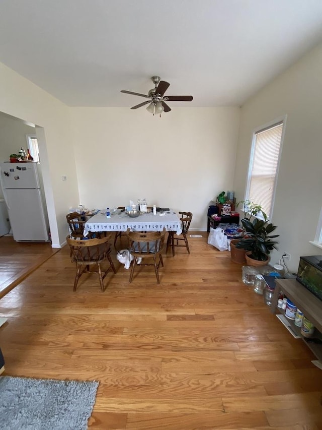 461 W 28th Pl, Chicago, IL 60616 - dining room with light wood-style floors and ceiling fan
