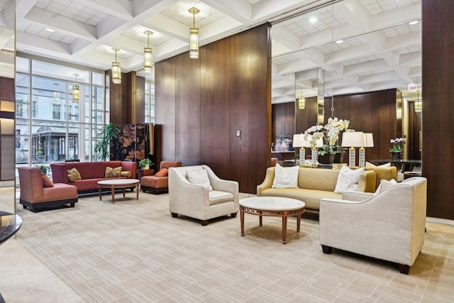1325 N State Pkwy Unit 8E, Chicago, IL 60610 - lobby with coffered ceiling, beam ceiling, and wood walls