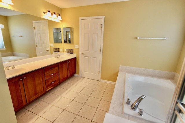 18737 W Ash Dr, Lake Villa, IL 60046 - bathroom featuring double vanity, a bath, and tile patterned flooring