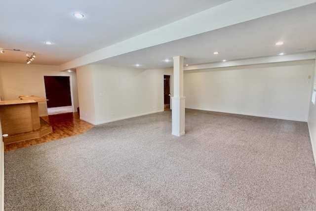 18737 W Ash Dr, Lake Villa, IL 60046 - finished below grade area with carpet floors, recessed lighting, and a dry bar