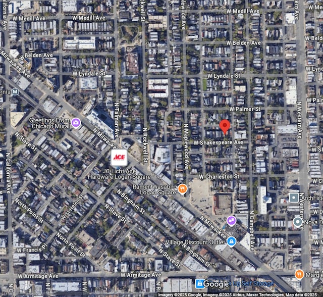 2520 W Shakespeare Ave, Chicago, IL 60647 - aerial view of property's location