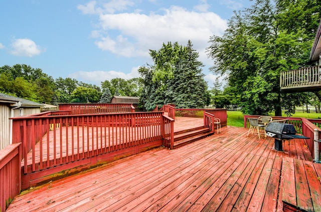 5821 W 127th St, Palos Heights, IL 60463 - wooden terrace with view of scattered trees