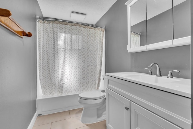 1549 Revere Cir, Schaumburg, IL 60193 - full bath featuring vanity, a textured ceiling, tile patterned flooring, and shower / bath combo with shower curtain