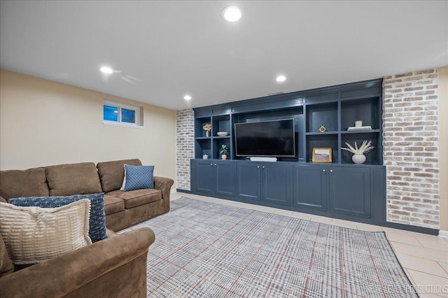 1116 Mary Ln, Naperville, IL 60540 - living area featuring recessed lighting, built in features, and light tile patterned floors