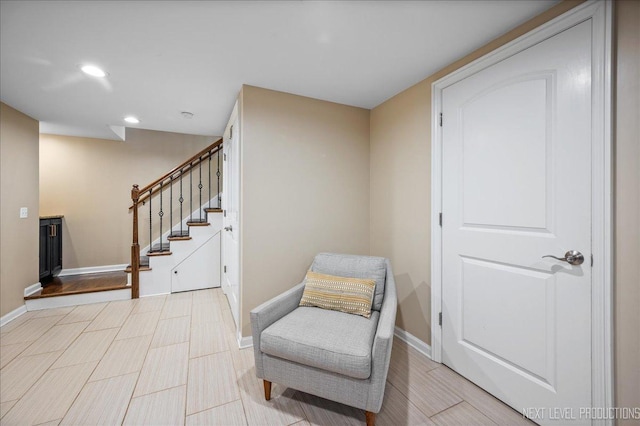 1116 Mary Ln, Naperville, IL 60540 - sitting room with recessed lighting, stairway, and wood finish floors