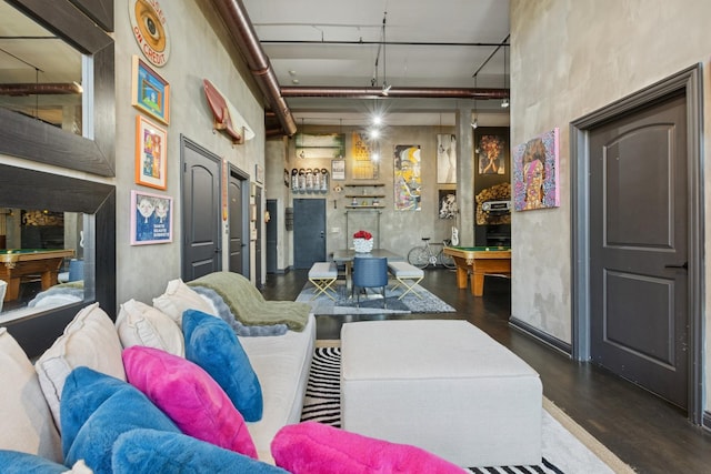 1215 W Gunnison St Unit 202, Chicago, IL 60640 - living area with billiards table and wood finished floors