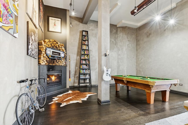 1215 W Gunnison St Unit 202, Chicago, IL 60640 - playroom with a glass covered fireplace and billiards table
