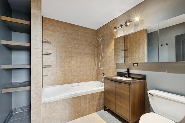 1215 W Gunnison St Unit 202, Chicago, IL 60640 - full bathroom featuring tiled shower / bath, tile patterned floors, and vanity