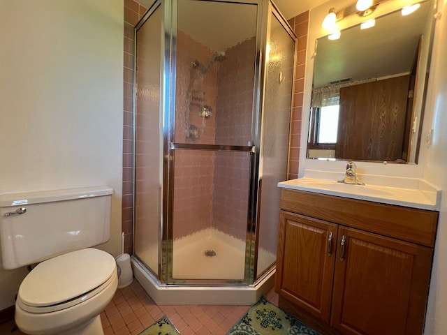11111 Heritage Dr Unit 2A, Palos Hills, IL 60465 - bathroom featuring vanity, a shower stall, and tile patterned floors