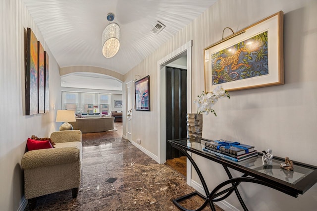 5000 S E End Ave Unit 18C, Chicago, IL 60615 - hallway with arched walkways and baseboards
