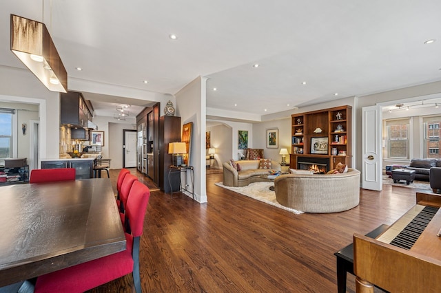 5000 S E End Ave Unit 18C, Chicago, IL 60615 - living room with dark wood-style flooring, plenty of natural light, and recessed lighting