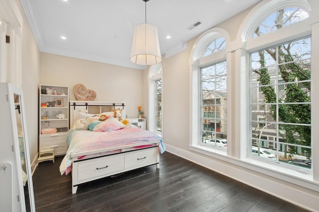 1414 N Mohawk St, Chicago, IL 60610 - bedroom with ornamental molding, dark wood-type flooring, and recessed lighting