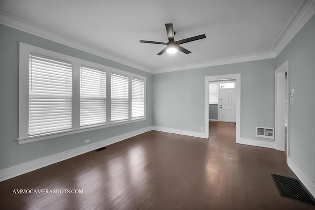 11402 S Calumet Ave, Chicago, IL 60628 - unfurnished room with a ceiling fan, dark wood-style floors, and ornamental molding